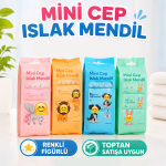 Mini Cep Islak Mendil 8'li Paket Sevimli Figürler - 1622 Toptan Satış