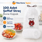 100 Adet Şeffaf Streç Bone Kapak