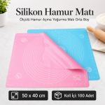 Silikon Hamur Matı Ölçülü Hamur Açma ve Yoğurma Matı Orta Boy 50 x 40 cm