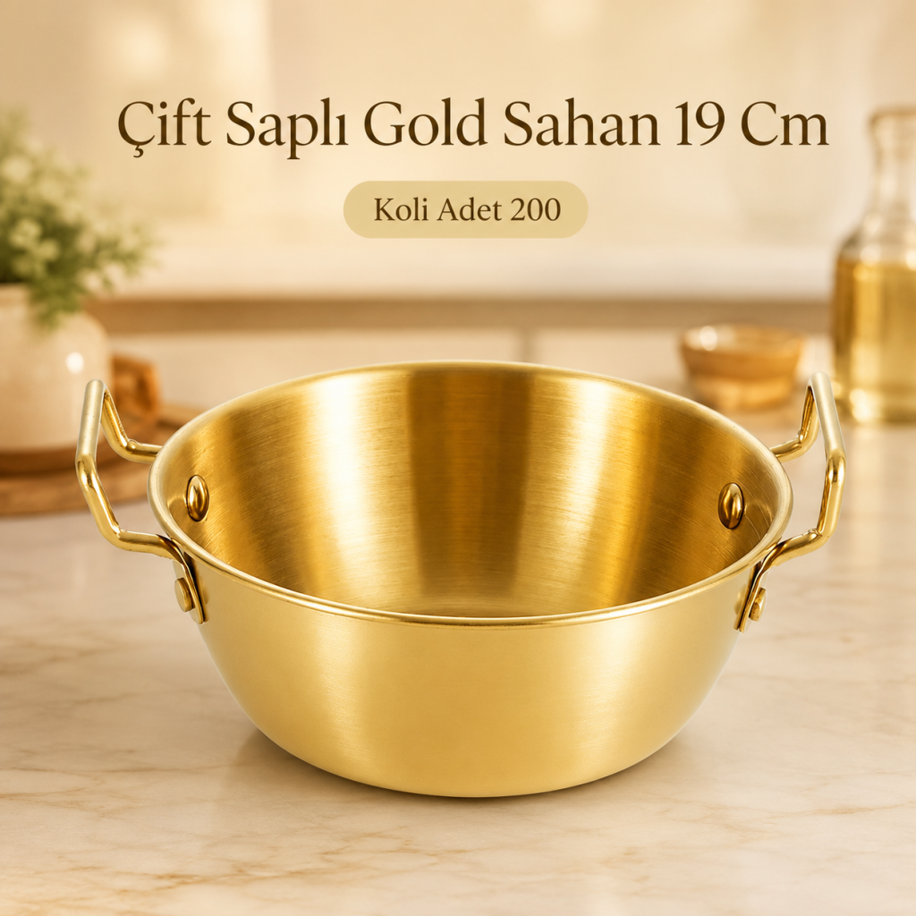 Çift Saplı Gold Sahan 19 Cm
