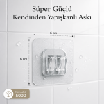 Süper Güçlü Kendinden Yapışkanlı Şeffaf Askı 6×6 cm