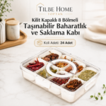 Kilit Kapaklı 8 Bölmeli Taşınabilir Baharatlık ve Saklama Kabı