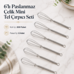 6’lı Paslanmaz Çelik Mini Tel Çırpıcı Seti